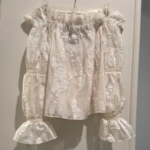 Alexis White Textured Off-Shoulder Top